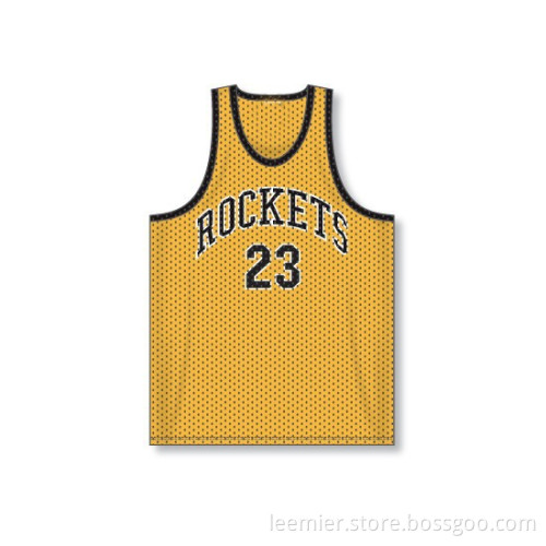 Wholesale mesh basketball jersey yellow color